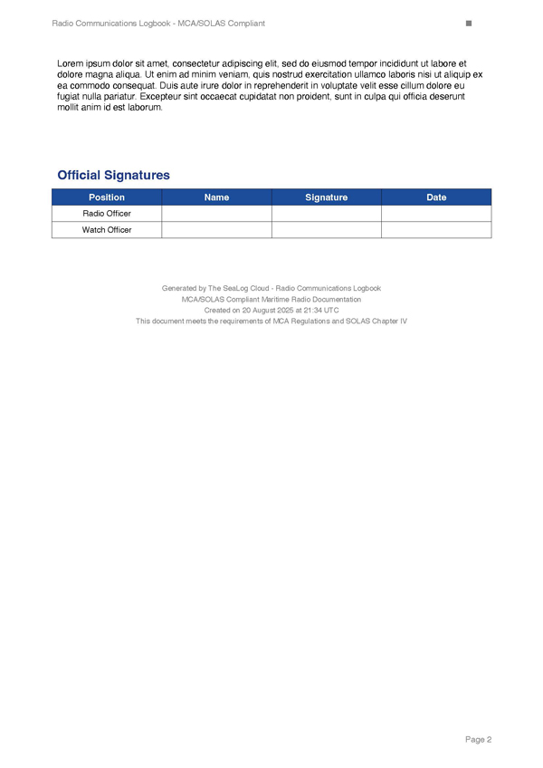 Communications Log - Page 2