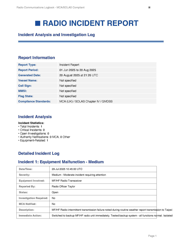 Incident Reports - Page 1